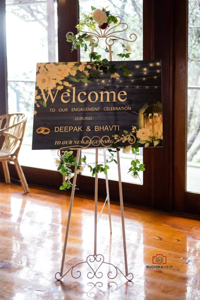 Welcome Wedding Card Display at Wedding Reception Entrance - Wellington, New Zealand