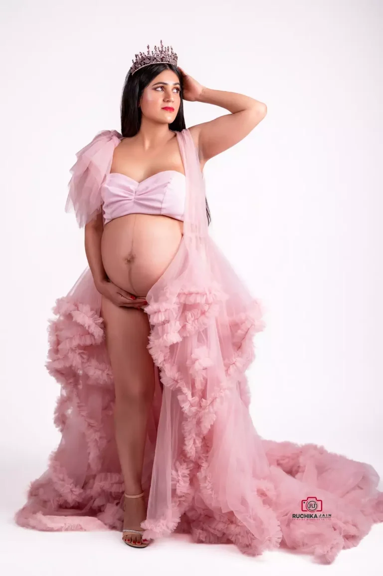 Expecting couple sharing intimate moments in maternity shoot